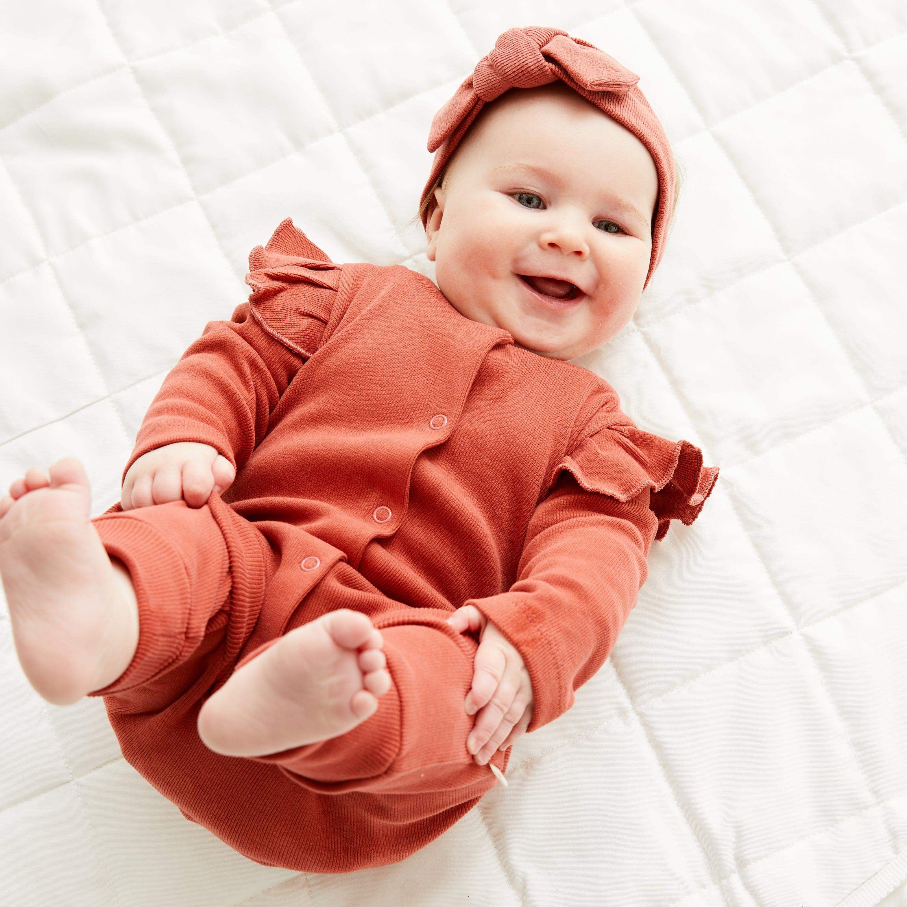 Ribbed Terracotta Sleepsuit & Headband - Cocoon Baby