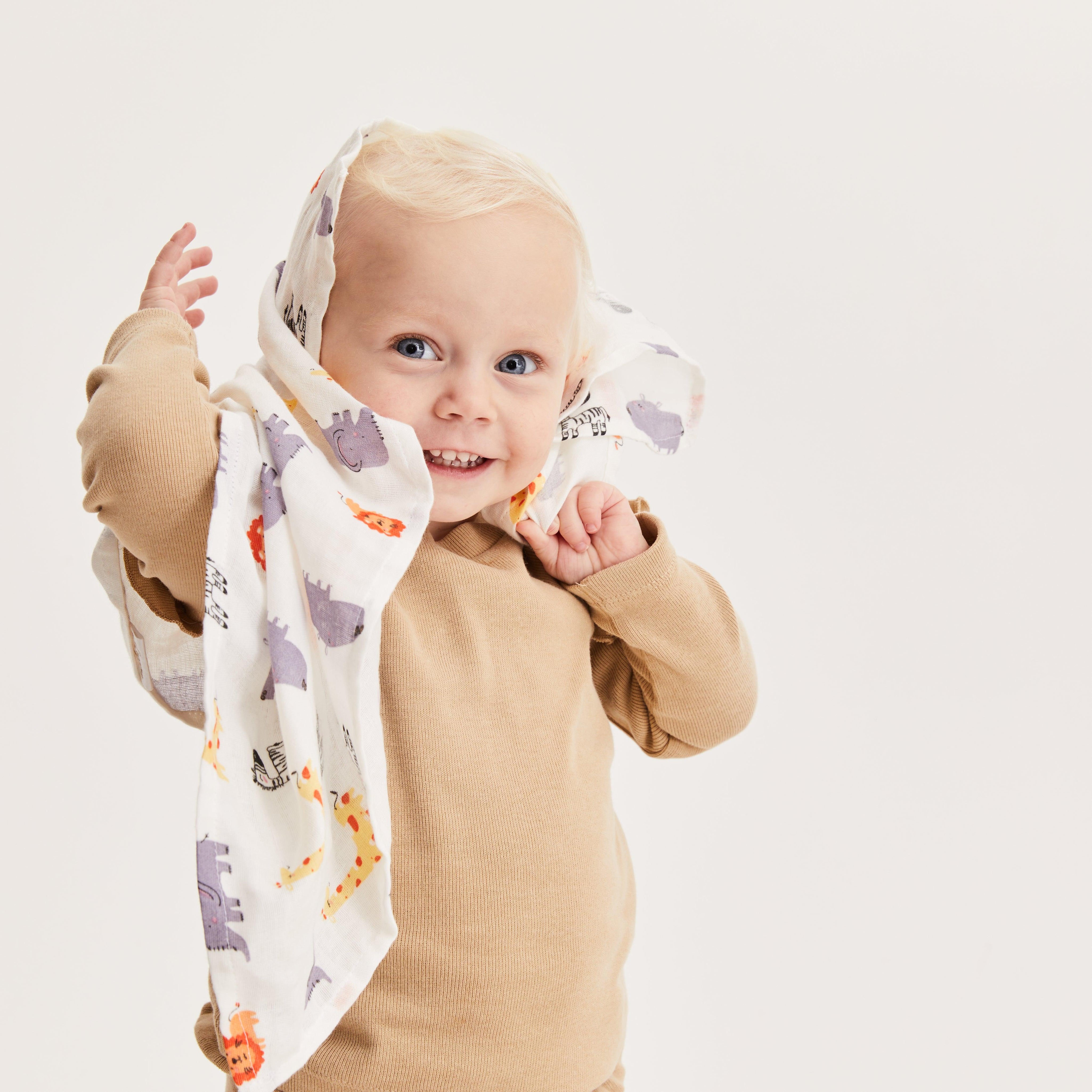 Safari Muslin Cloths - Cocoon Baby