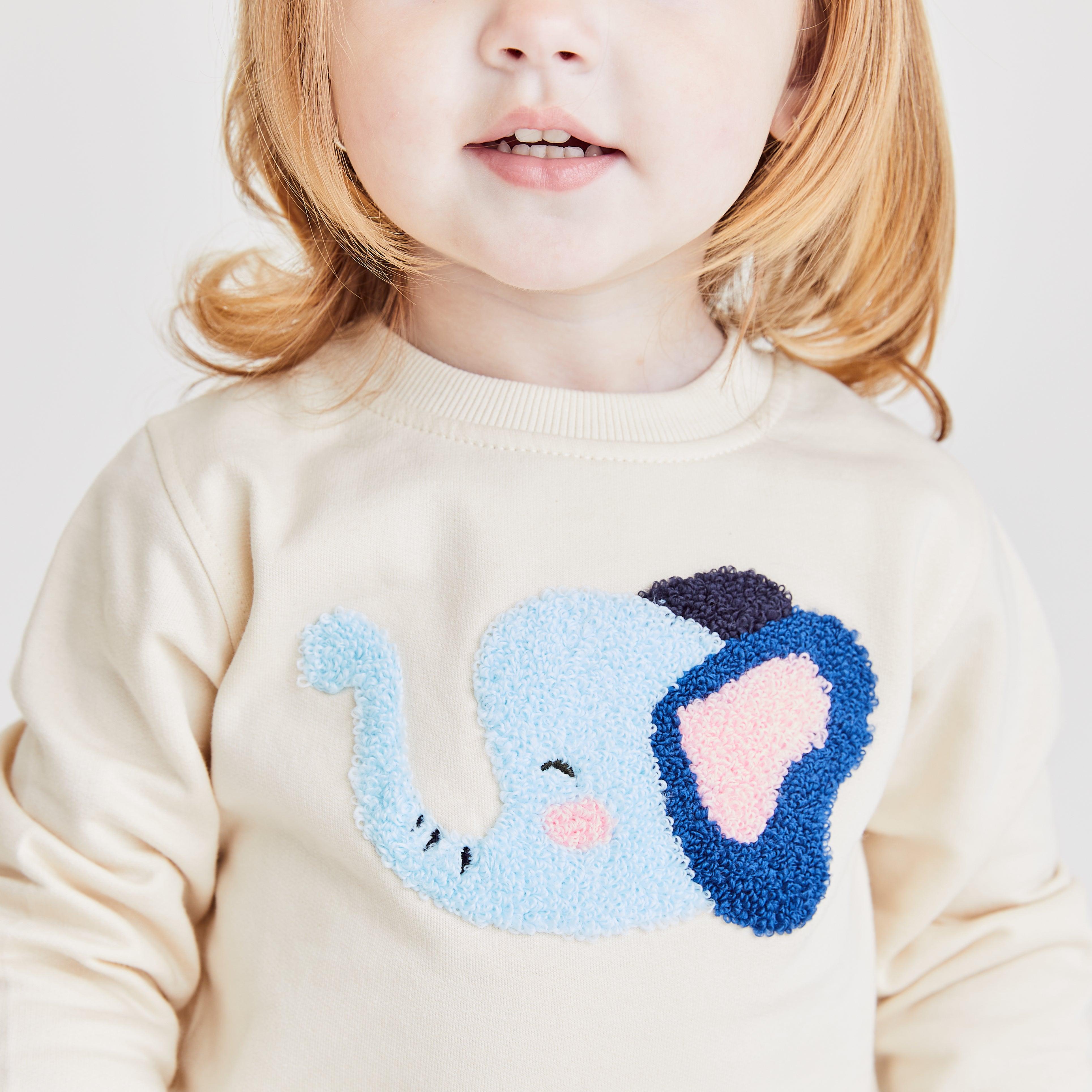 Unisex Cream Elephant Sweatshirt - Cocoon Baby