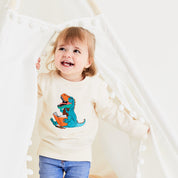 Unisex Cream Reading T-Rex - Cocoon Baby